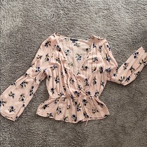 Floral peplum and bell sleeve blouse